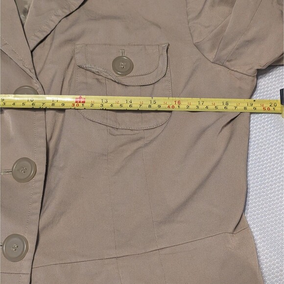 Loft Ann Taylor Women's Size 12 Button Front Tan Lightweight Collar Short Jacket - Picture 6 of 7